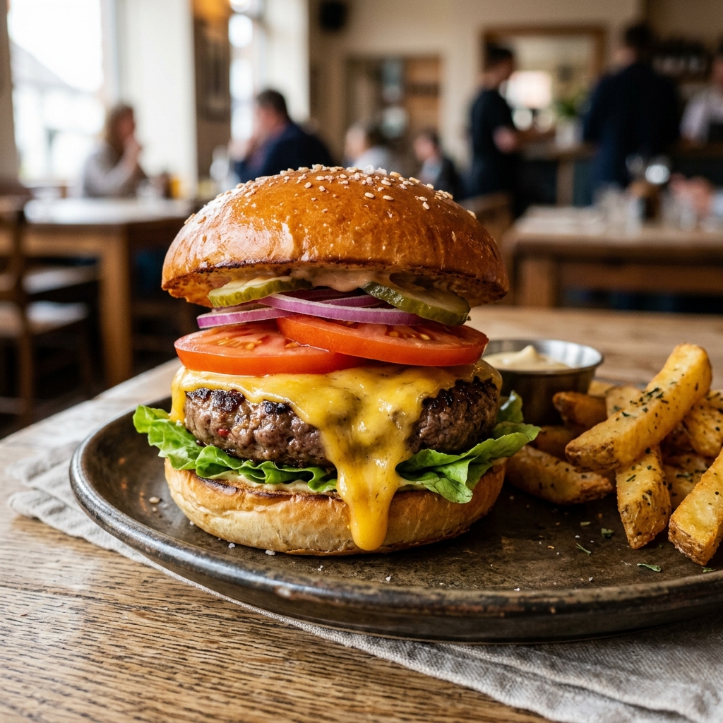 Gourmet Artisan Burger — AI generated macro image