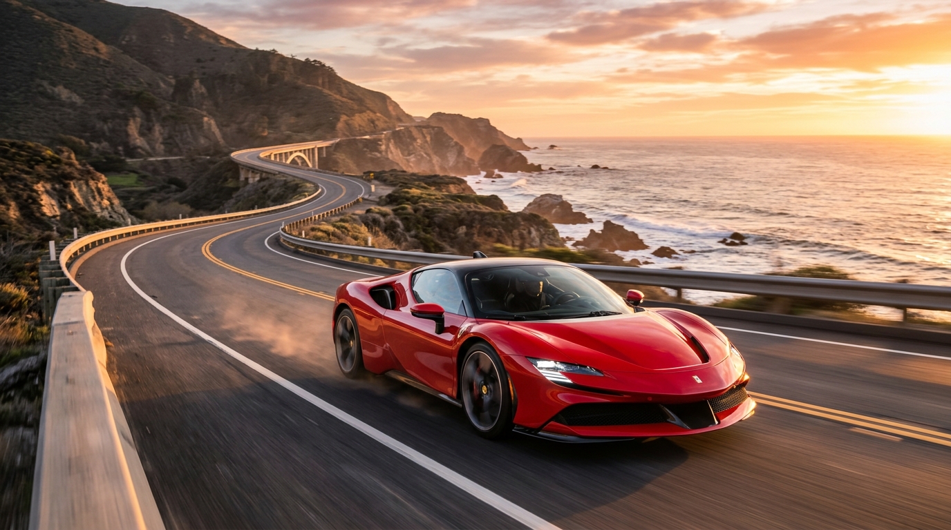 Sunset Supercar — AI generated automotive image